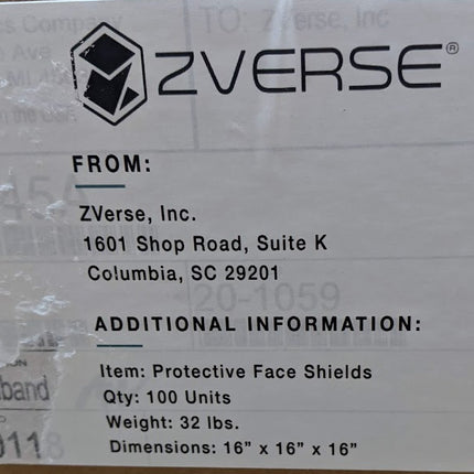 Zverse Zshield Health Reusable Protective Face Shield 2.0 Case of 100