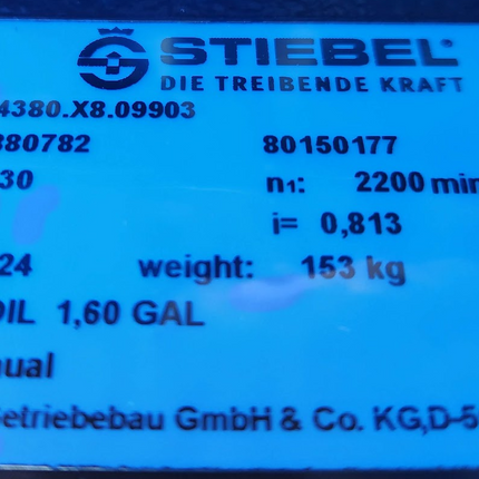 880782 Stiebel Pump Drive Type 4380.X8.09903 Gearbox Hybrid - getexcess