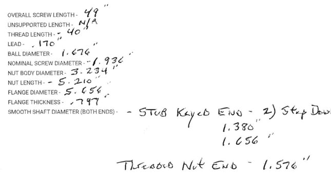 49" Kearney & Trecker 2200 Series Mill Ball Screw Assembly ZM125505