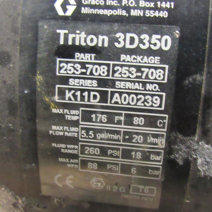 USED Graco Triton 3D350 Circulating Pump 253-708 K11D 5.5 GPM 3:1