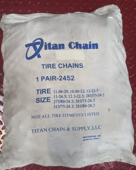 Titan 2452 Pair Single Tire Truck Chain Commercial Heavy Duty Mud Service