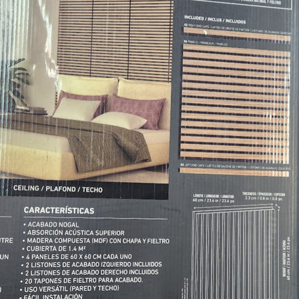 Artika Sonolok Slatted Sound Absorbing  Acoustic Wall Panels Walnut 15.5 Sq Ft