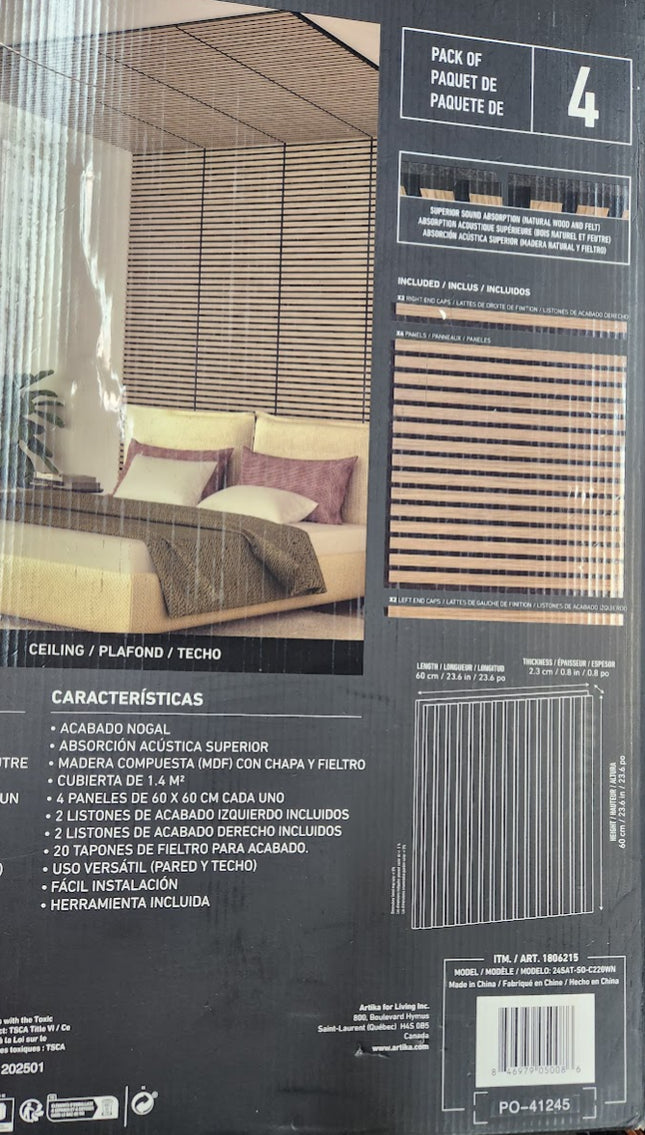 Artika Sonolok Slatted Sound Absorbing  Acoustic Wall Panels Walnut 15.5 Sq Ft