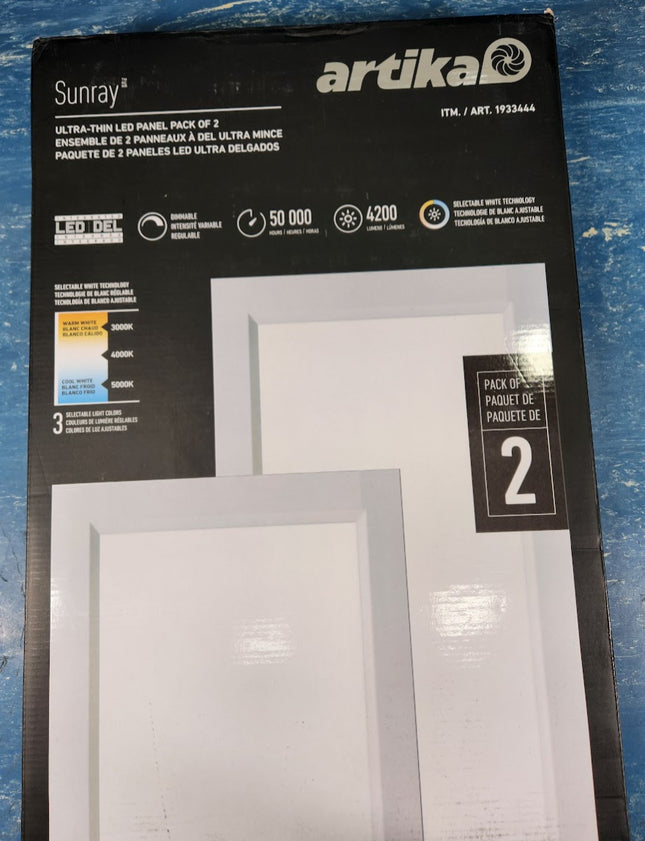 Artika Sunray 1'x4' Flat Ultra Thin LED Panel Light 2-pack OPEN BOX