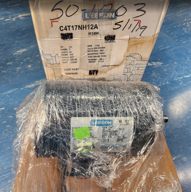 Leeson C4T17NH12A Electric Motor 102918.00 1/2 HP 1725 RPM 3 PH
