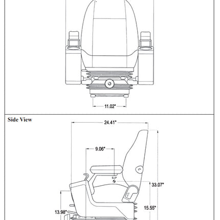 KAB 525P Black Vinyl Mechanical Suspension Construction Seat with Control Pods