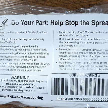 Hanes White Cloth Mask Unisex One Size Washable Reusable Case of 100