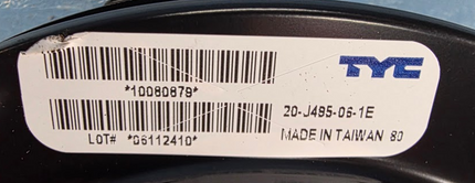 Blue Bird 10080879 7" Round T3 Halogen Headlamp RH TYC 20-J495-06-1E