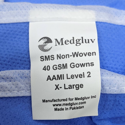 (200 qty) Blue XL Premium Isolation Gown Elastic Wrist AAMI Level 2 - CASE of 200 - getexcess