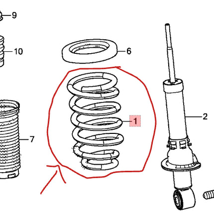 Genuine Acura OEM Rear Coil Spring 4WD 52441-TZ6-A030 2015 MDX