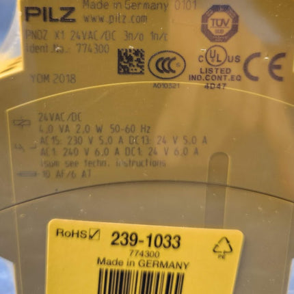 Pilz 239-1033 774300 X PNOZ X1 1 Auxiliary Contacts Safety Relay 24V ac/dc Single Channel