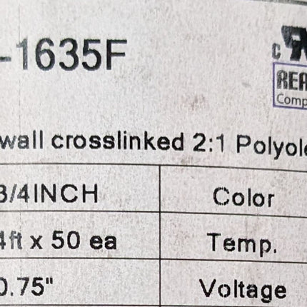 Dunbar 1635F Milspec 2:1 Heat Shrink Tubing ¾” x 4’ 48” Red BOX of 80 PCS 320ft