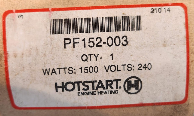 Hotstart Block Heater Cummins ISM QSM 11.0L Flat Plate Design Engines 240V PF152-003