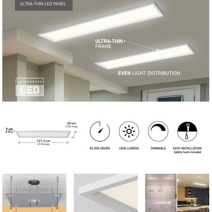 Artika Sunray 1'x4' Skylight Flat Ultra Thin LED Panel Light OPEN BOX