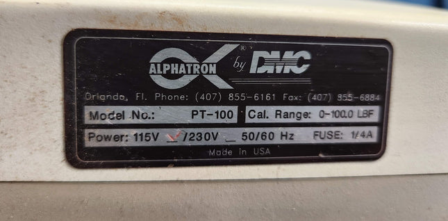 Alphatron by DMC Wire Crimp Pull Tester Model PT-100