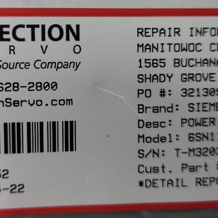 6SN1123-1AA00-0EA1 Seimens SIMODRIVE LT Power Module USED