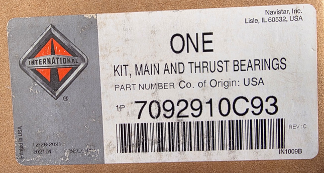 Navistar International MAXXFORCE 13 Engine Main and Thrust Bearing Kit 7092910C93 - getexcess