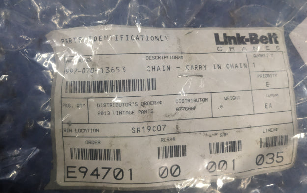 Link-Belt Carry In Chain Pulley Assembly 997-070-13653