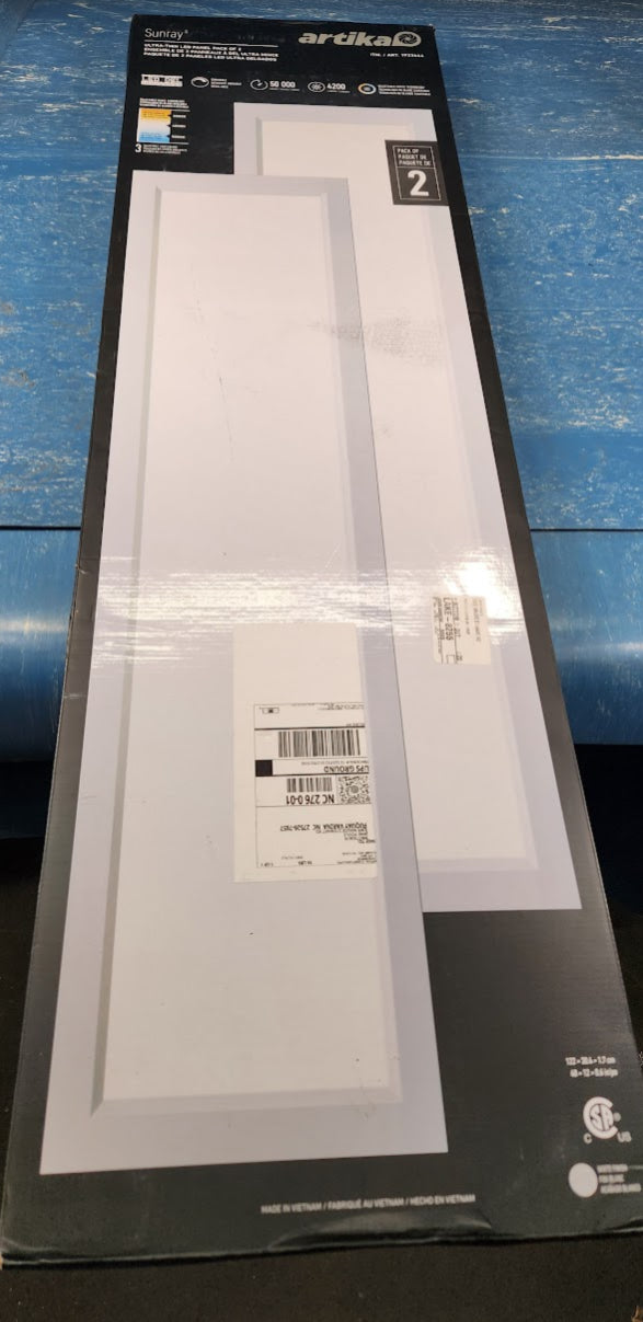 Artika Sunray 1'x4' Flat Ultra Thin LED Panel Light 2-pack OPEN BOX