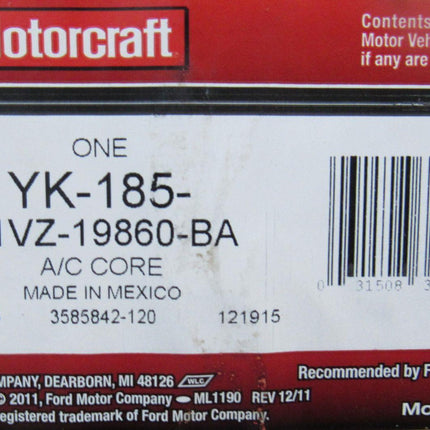 Genuine OEM Genuine Ford Motorcraft A/C Evaporator Core YK-185 F1VZ-19860-BA