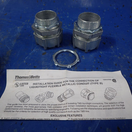 Set of (2) 1 1/2" Liquidtight Flexible Metal Conduit Connector Fittings 5236 - getexcess