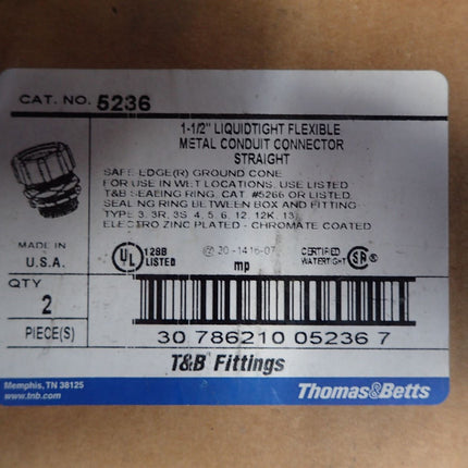 Set of (2) 1 1/2" Liquidtight Flexible Metal Conduit Connector Fittings 5236 - getexcess