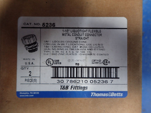 Set of (2) 1 1/2" Liquidtight Flexible Metal Conduit Connector Fittings 5236 - getexcess