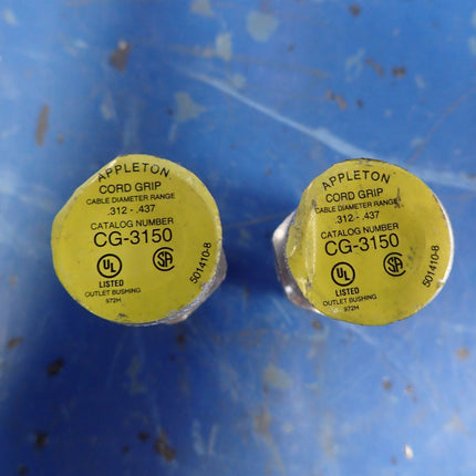 LOT OF (2) 1/2" Aluminum Straight Liquidtight Strain Relief Appleton CG-3150 - getexcess