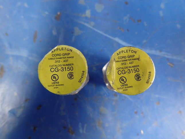 LOT OF (2) 1/2" Aluminum Straight Liquidtight Strain Relief Appleton CG-3150 - getexcess