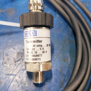 Pressure sensor Wika S-13008 30" HG/30 PSI 1.02-5V 1/4" NPT 12'CBL CERT - getexcess