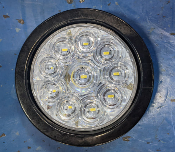 4" Round Clear LED Lights Stop Turn Backup Tail 3 Pin Connect Flush Mnt 002LI904