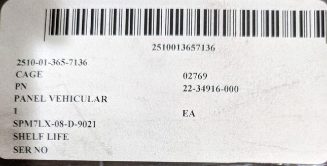 Vehicular Operation Panel 22-34916 Military 2510013657136