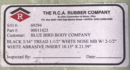 0011425 Top Rubber Step Tread Blue Bird A3FE Transit Grip Strip 22” x 10” Trailer RV