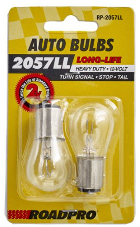 RoadPro RP-2057LL Clear 2057 Heavy Duty Long-Life Replacement Bulbs - Pack of 2