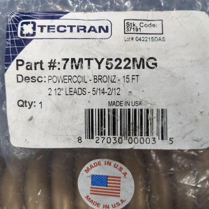 Tectran 7MTY522MG Powercoil Med Duty Bronze 15’ Long 2 Plugs 37191