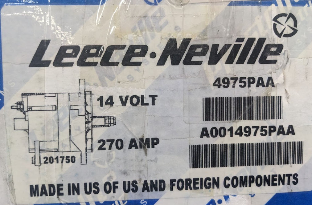 Leece Neville 270 Amp 14 Volt Alternator Prestolite A0014975PAA