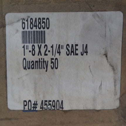 BOX OF (50) 1" - 8 X 2-1/4" SAE J4 Bolts Fastenal 6184850 - getexcess