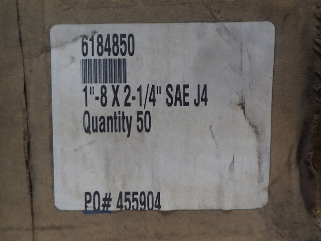 BOX OF (50) 1" - 8 X 2-1/4" SAE J4 Bolts Fastenal 6184850 - getexcess