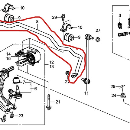 Genuine Honda Spring Stabilizer Bar Front 51300-T1W-A51 CRV 2015 2016