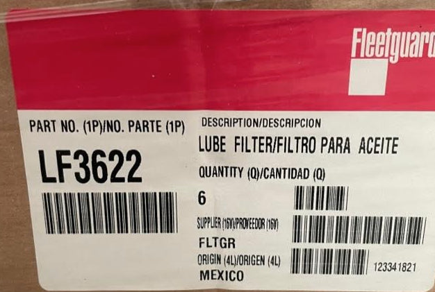 LF3622 FleetGuard Spin On Lube Oil Filter Chevrolet GMC Isuzu Tiltmaster Diesel L4 3.9L