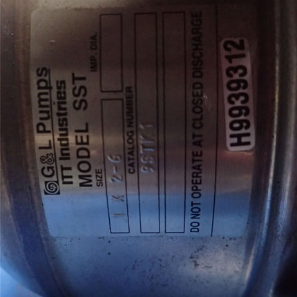 USED G&L Stainless Steel 9STK1 Pump Model SST Size 1 x 2-6 - getexcess