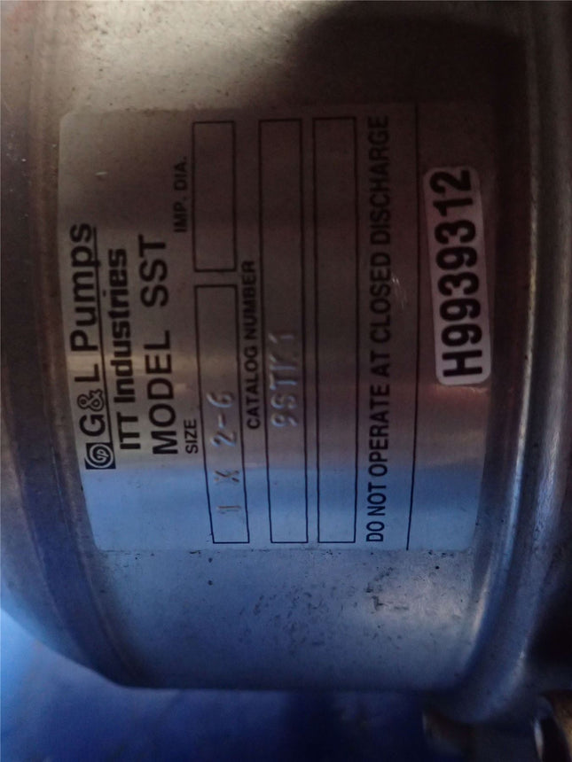 USED G&L Stainless Steel 9STK1 Pump Model SST Size 1 x 2-6 - getexcess