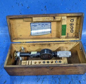 USED Standard Dial Bore Gage No. 3 1-1/2" - 2-5/32" .0001" with Wooden Case