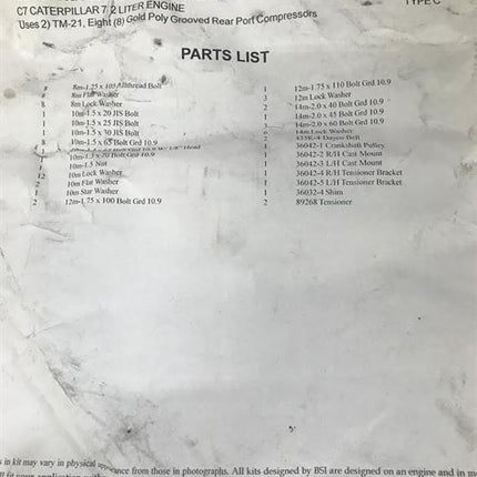 TM-21 Gold Type C Bracket Tension Kit for Cummins 7.2L Blue Bird 00085171 - getexcess