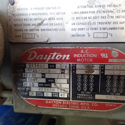 Used 3-Phase AC Induction Motor 3/4 HP Dayton 3N369H - getexcess