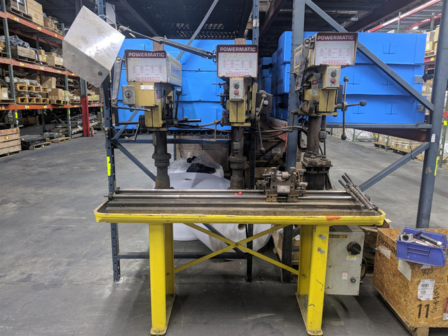 USED 3 Head 440V Gang Drill Powermatic 1150A with Sliding Fixture - getexcess