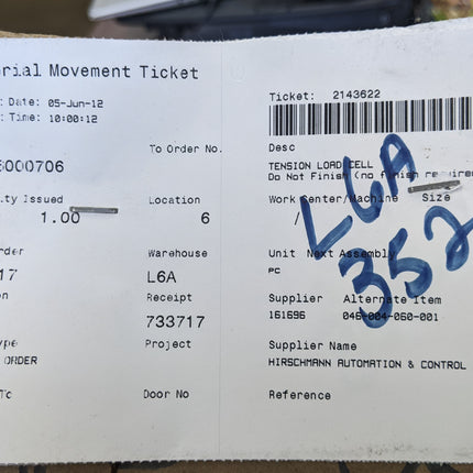 Grove Load Cell Tension Sensor Hirschmann 607202 Manitowoc 7356000706