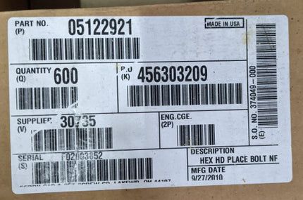 Hex Head Bolt ⅜ - 24 X 1 ¼” Type AA Lock Place Screw - LOT OF (10) TEN