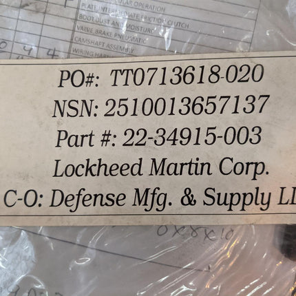 Vehicular Operation Panel 22-34915-003 2510-01-365-7137 M915 M916 Military NOS