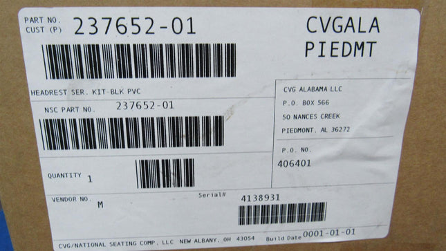 KAB Headrest Service Kit Black PVC